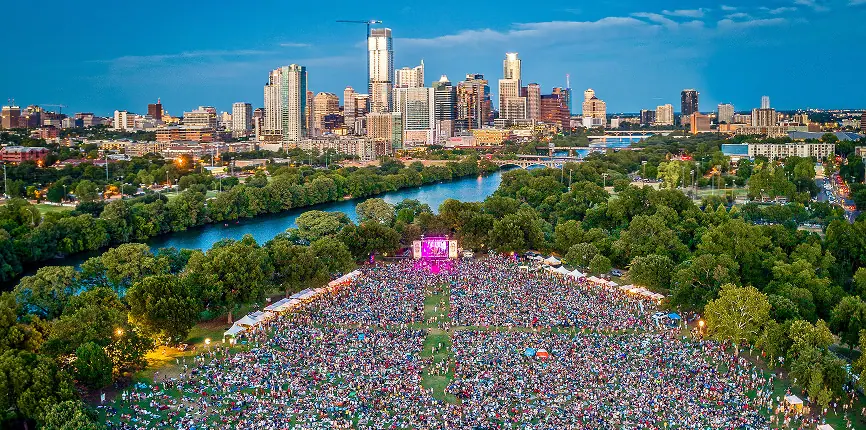 A crowd at an Austin festival